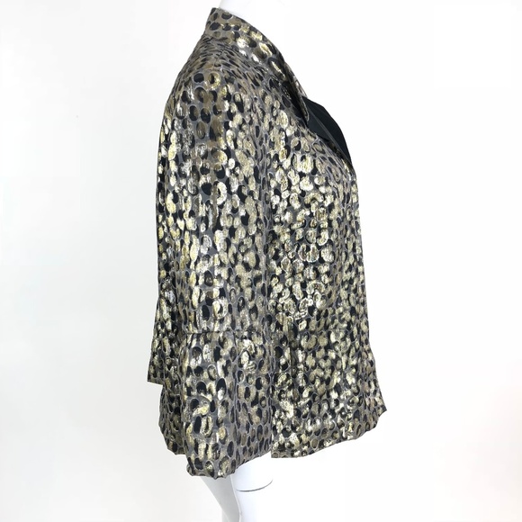 Chicos Metallic Leopard Print Open Front Jacket - Picture 4 of 6